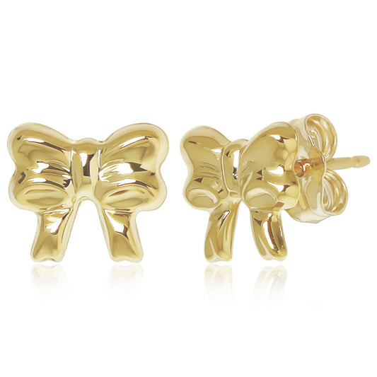 14K Gold Stud Bow Earrings