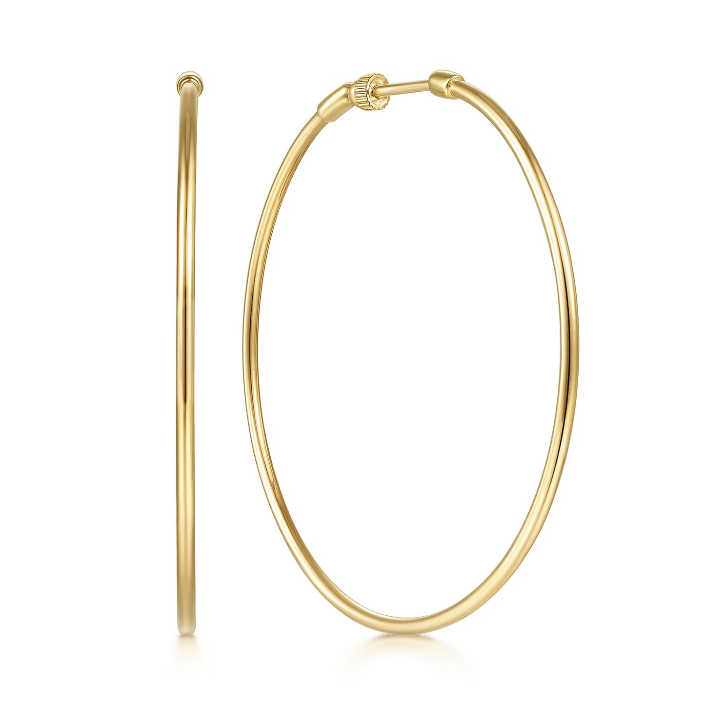 14K Yellow Gold Round Classic Hoop Earrings