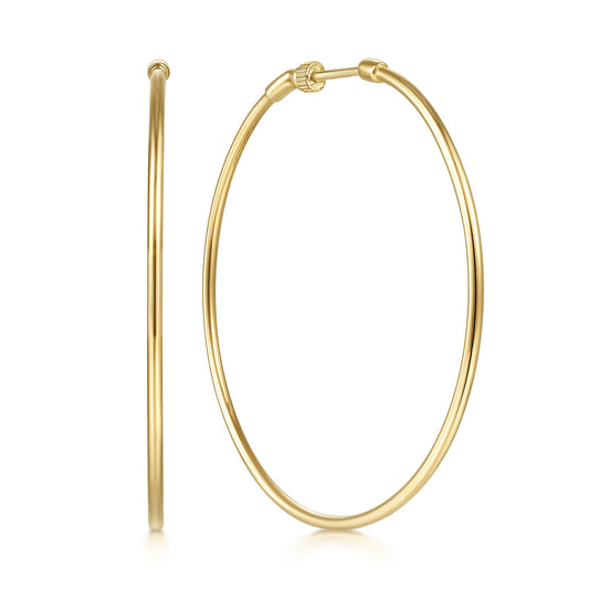 14K Yellow Gold Round Classic Hoop Earrings