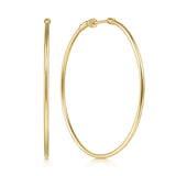 14K Yellow Gold Round Classic Hoop Earrings