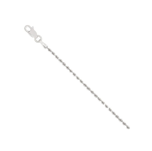 14K White Gold Diamond Cut Rope Chain 16''