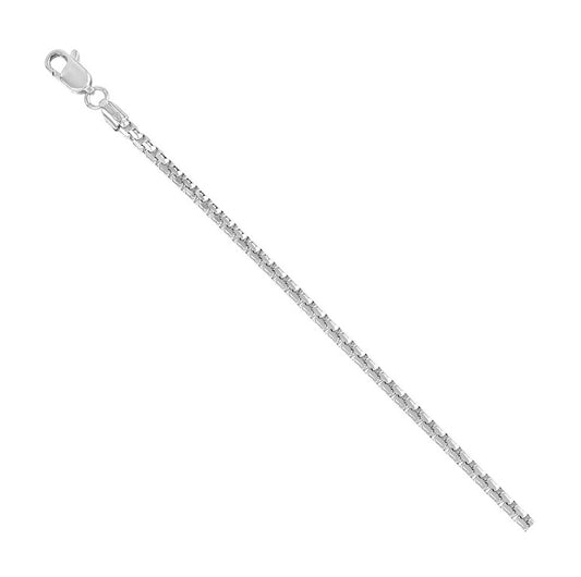 14K White Gold Solid Dc Round Box Chain18"