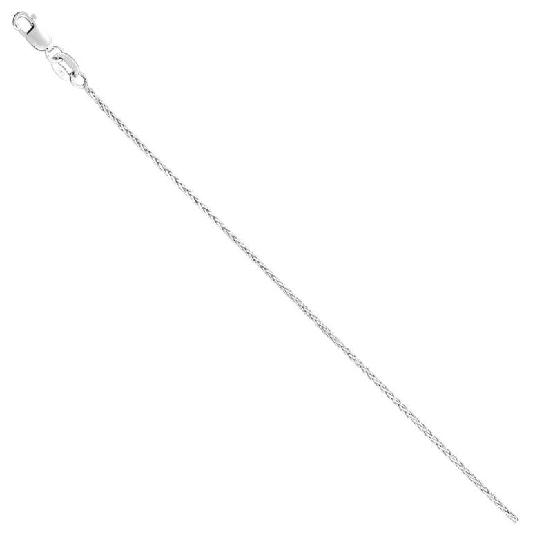 14K White Gold Diamond Cut Wheat Chain