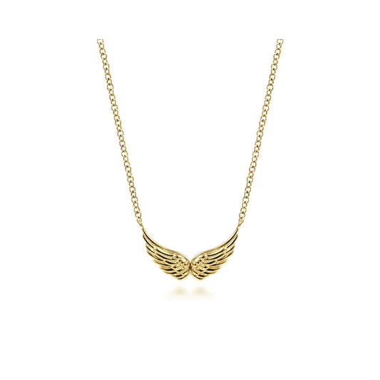 14K Yellow Gold Wing Pendant Necklace
