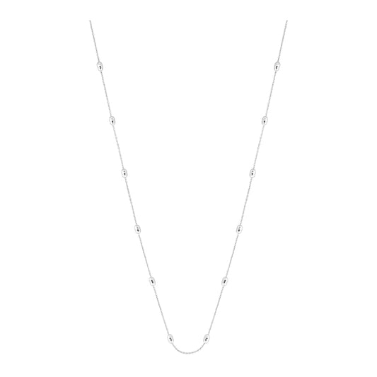 14K White Gold Cable Chain With 2.5mm Diamond Cut Oval Beads
