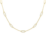 14K Yellow Gold Cable Link with Oval Stations Necklace