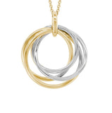 14K Two Tone Open Circle Intertwined Pendant On Chain