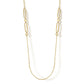 14K Yellow Gold Link Station Necklace With Hollow Paperclip Chain
