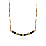 14K Yellow Gold Bujukan Bar Neckalce With Black Enamel