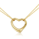 14K Yellow Gold Dbl Cable Chain W/Heart Pendant