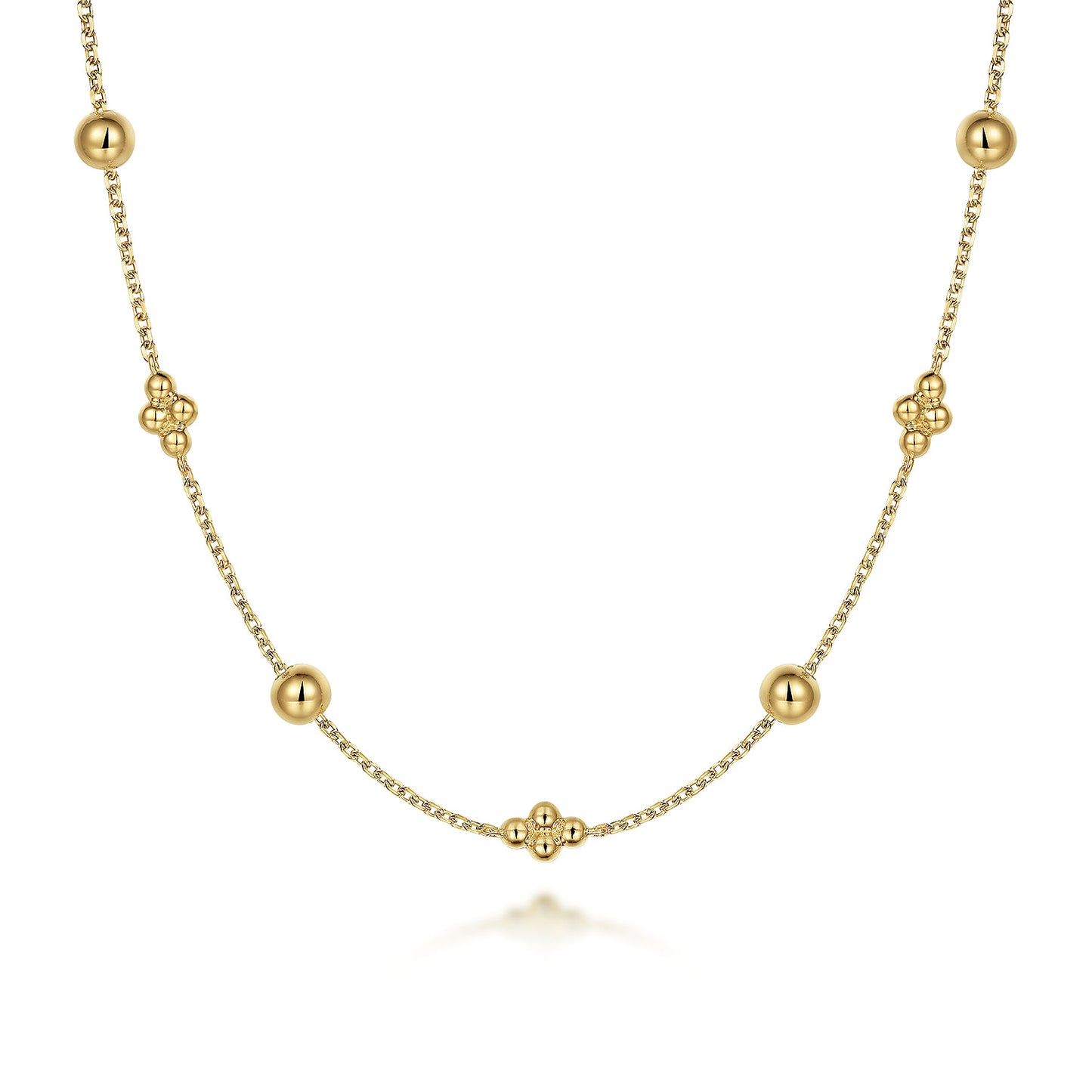 14K Yellow Gold Bujukan Bead Station Necklace