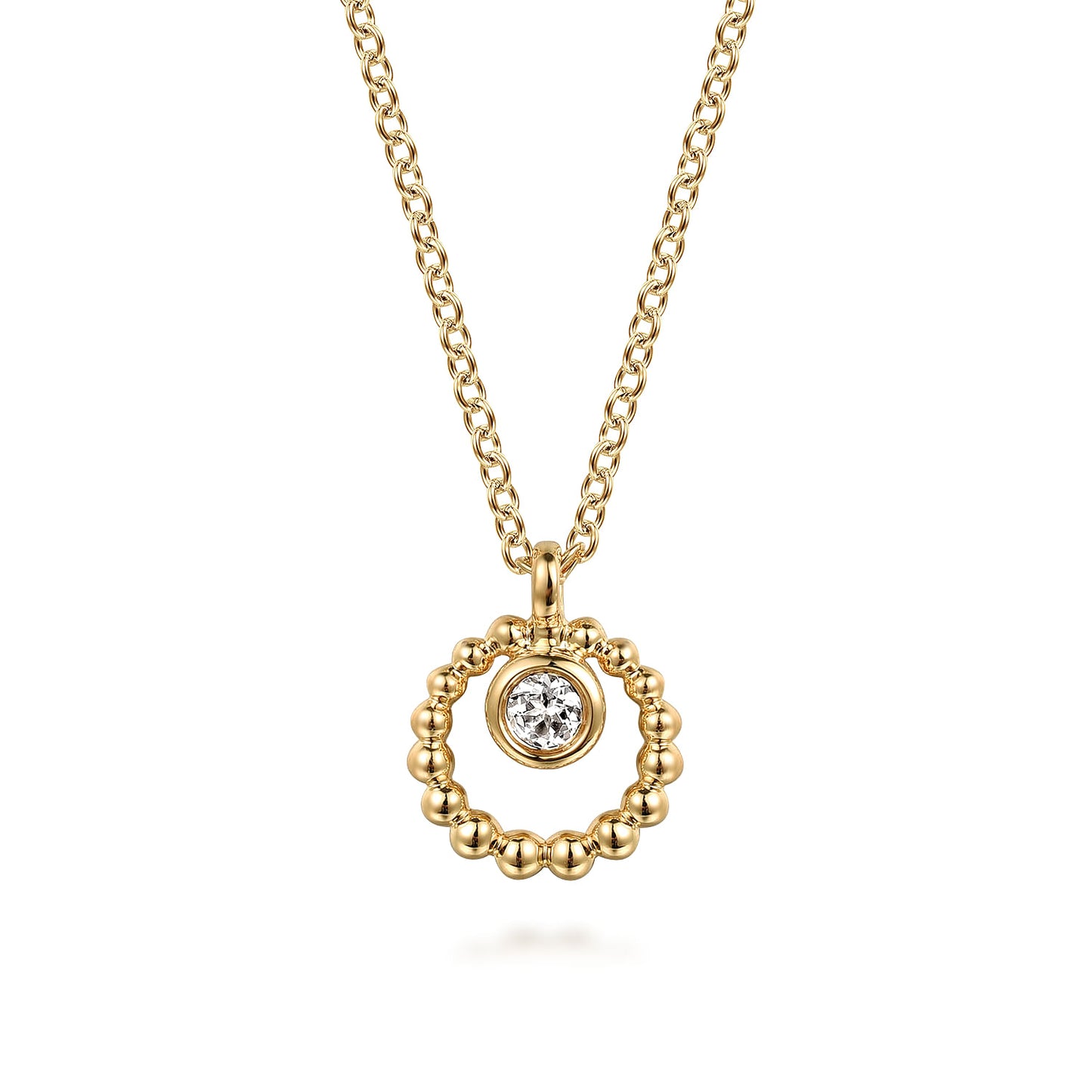 14K Yellow Gold Bujukan & White Sapphire Pendant Necklace
