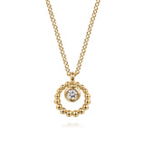 14K Yellow Gold Bujukan & White Sapphire Pendant Necklace