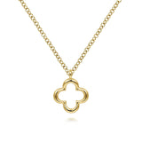 14K Yellow Gold Open Clover Pendant Necklace
