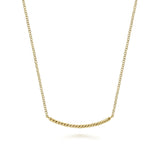 14K Yellow Gold Twisted Rope Curved Bar Necklace