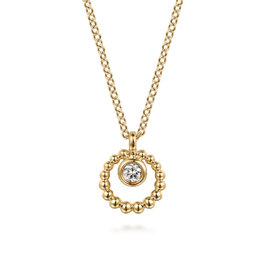 14K Yellow Gold Bujukan & White Sapphire Pendant Necklace