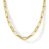 14K Yellow Gold Hollow Paperclip Chain Necklace