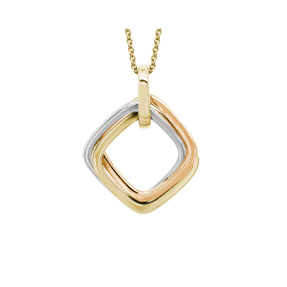 14K Tri Color Geo Shape Necklace