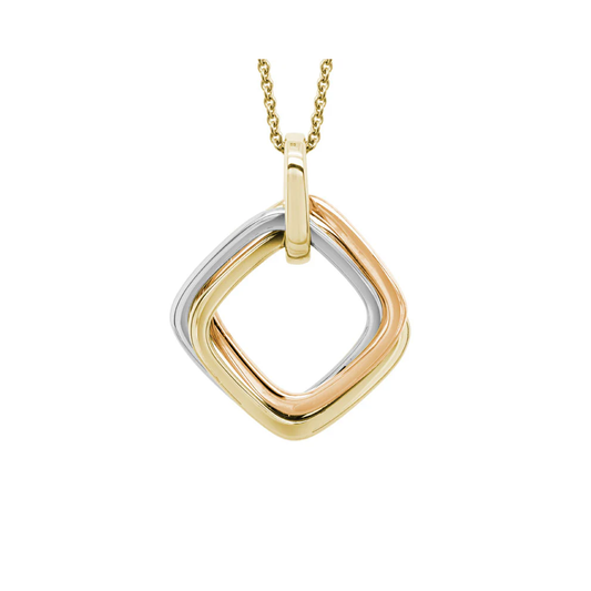 14K Tri Color Geo Shape Necklace
