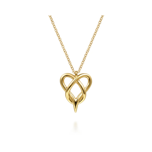 14K Yellow Gold Heart Infinity Pendant Necklace
