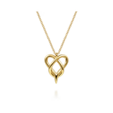14K Yellow Gold Heart Infinity Pendant Necklace