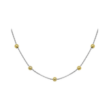 Two Toned Cable Chain With Bead Station Necklace