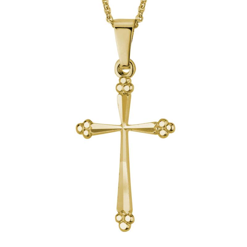 Artistry Limited 14K Yellow Gold Beaded Ends Cross Necklace