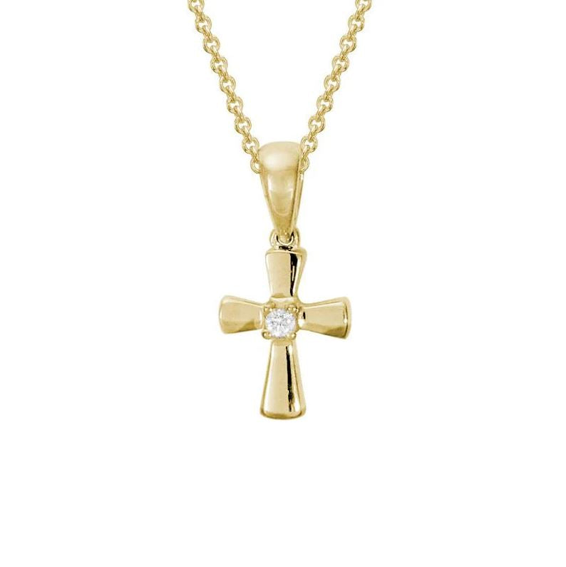 14K Y/G Diamond Cross Pendant Necklace