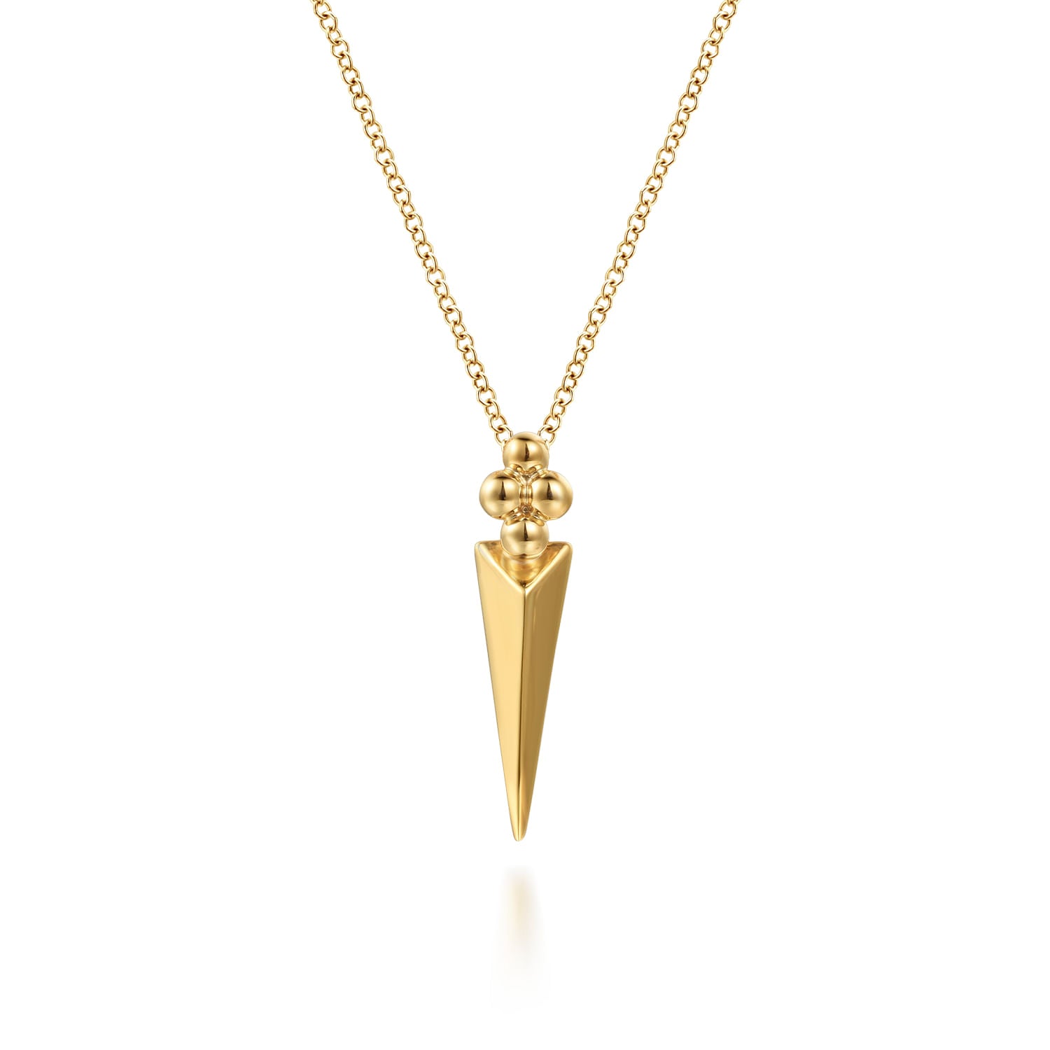 14K Yellow Gold Bujukan Clover And Triangle Pyramid Pendant Necklace