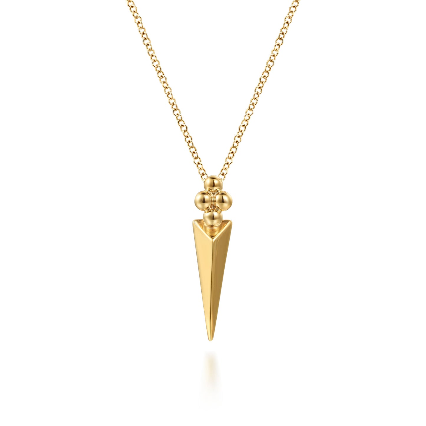 14K Yellow Gold Bujukan Clover And Triangle Pyramid Pendant Necklace