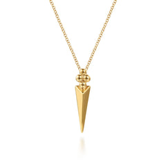14K Yellow Gold Bujukan Clover And Triangle Pyramid Pendant Necklace