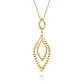 14K Yellow Gold Bujukan & Diamond Cut Texture Marquise Drop Necklace