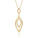 14K Yellow Gold Bujukan & Diamond Cut Texture Marquise Drop Necklace