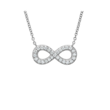 14K White Gold Diamond Infinity Stationary Pendant On Chain