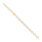14K Tri Color Diamond Cut Open Diamond Shaped Link Bracelet