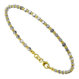 14K Two Toned 2mm Diamond Cut Bead Cuff Bracelet