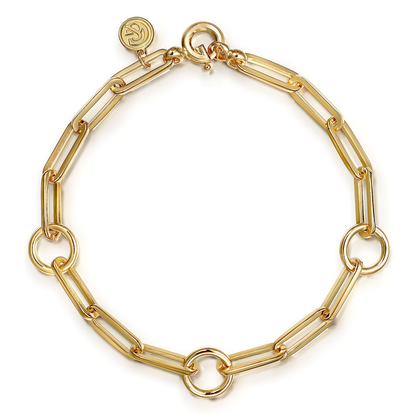 14K Yellow Gold Contemporary Link Chain Bracelet