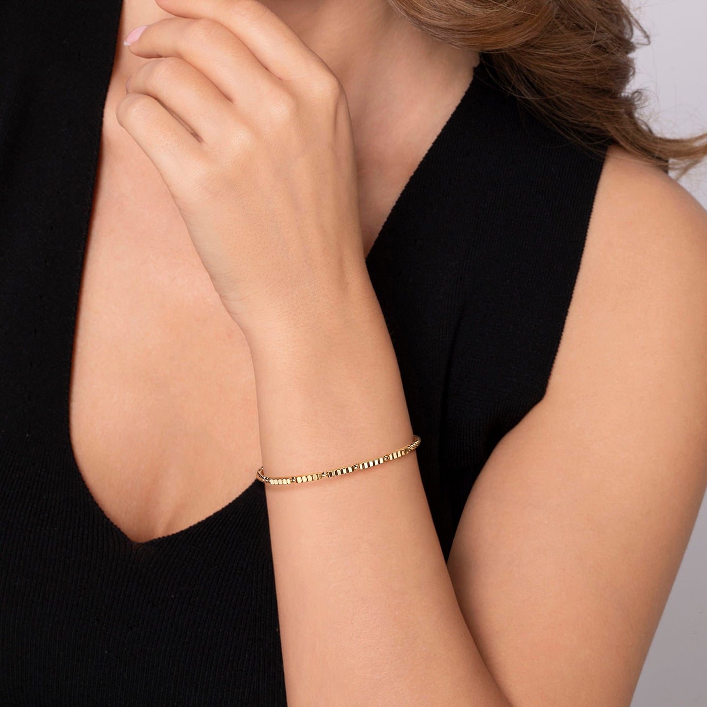 14K Yellow Gold Bujukan Bead Diamond Cut Texture Split Bangle Bracelet