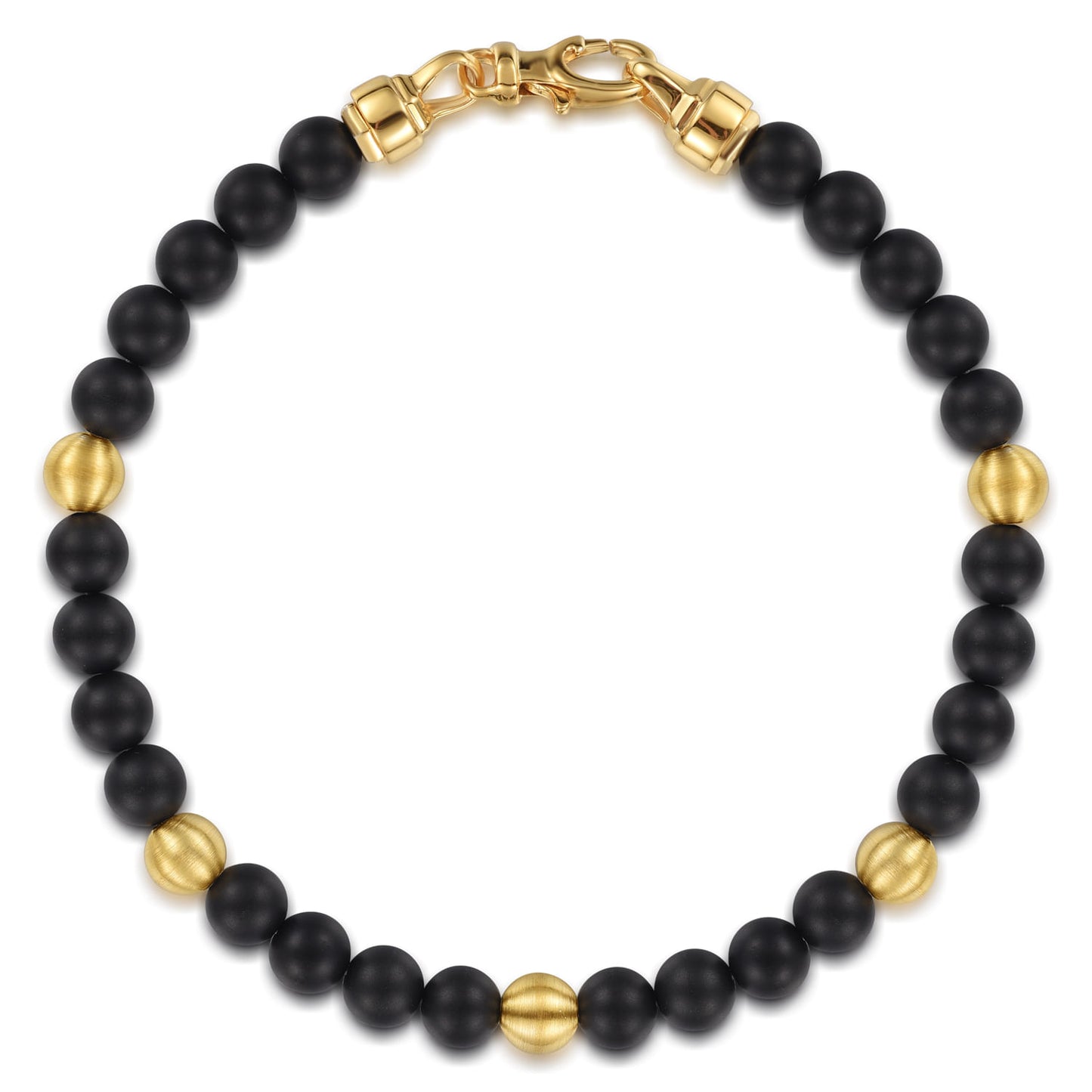 14K & Black Titanium Sandblast Men's 6mm Beaded Bracelet