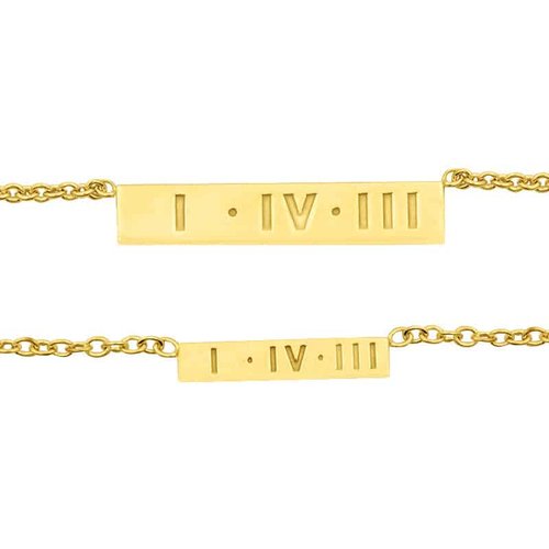 LOLA Medium Gold Tone Love Code 1-4-3 Bar Necklace