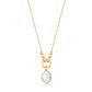 Sterling Silver- Gold Tone Pearl Sparkle Pendant Necklace - Ania Haie