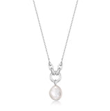 Sterling Silver Pearl Sparkle Pendant Necklace - Ania Haie