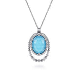 White Sapphire and Turquoise Pendant Necklace