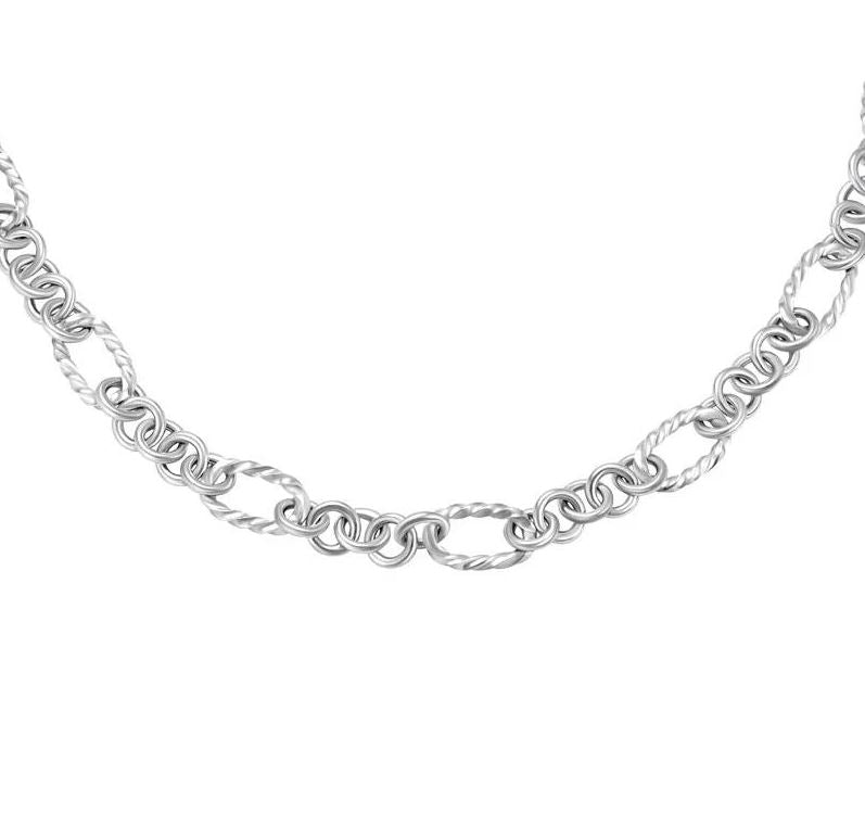 S/S 18" Oval Rope w/Circle Link Necklace