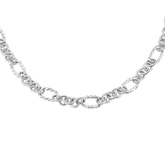 S/S 18" Oval Rope w/Circle Link Necklace