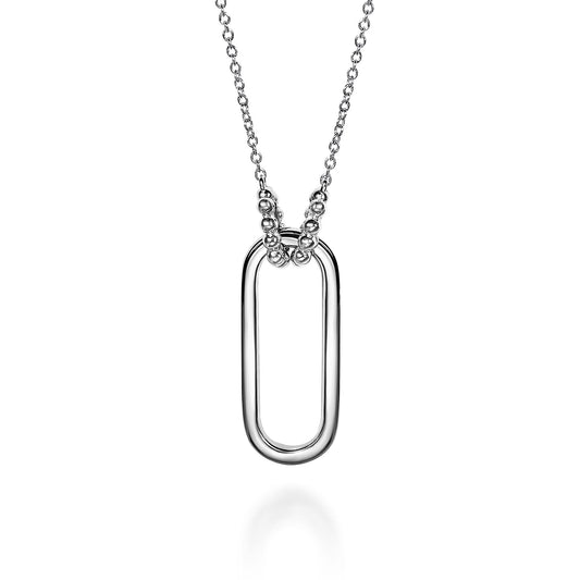 Sterling Silver Link Pendant On Chain W/Bujukan Bead