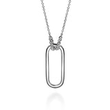Sterling Silver Link Pendant On Chain W/Bujukan Bead