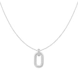 Silver Oval Hoop Pendant Necklace