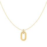 Gold Tone Oval Hoop Pendant Necklace