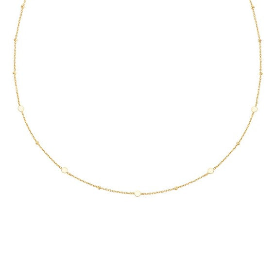 Gold Tone Disc Station Necklace